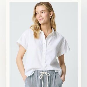 NWT J.Crew Factory Short-sleeve linen-blend button-up shirt